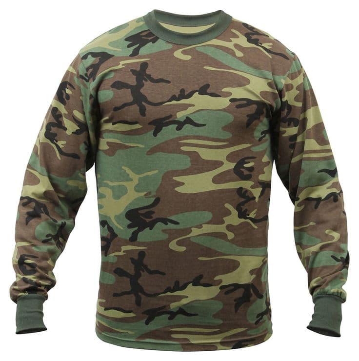 Camisola camuflada de manga comprida
